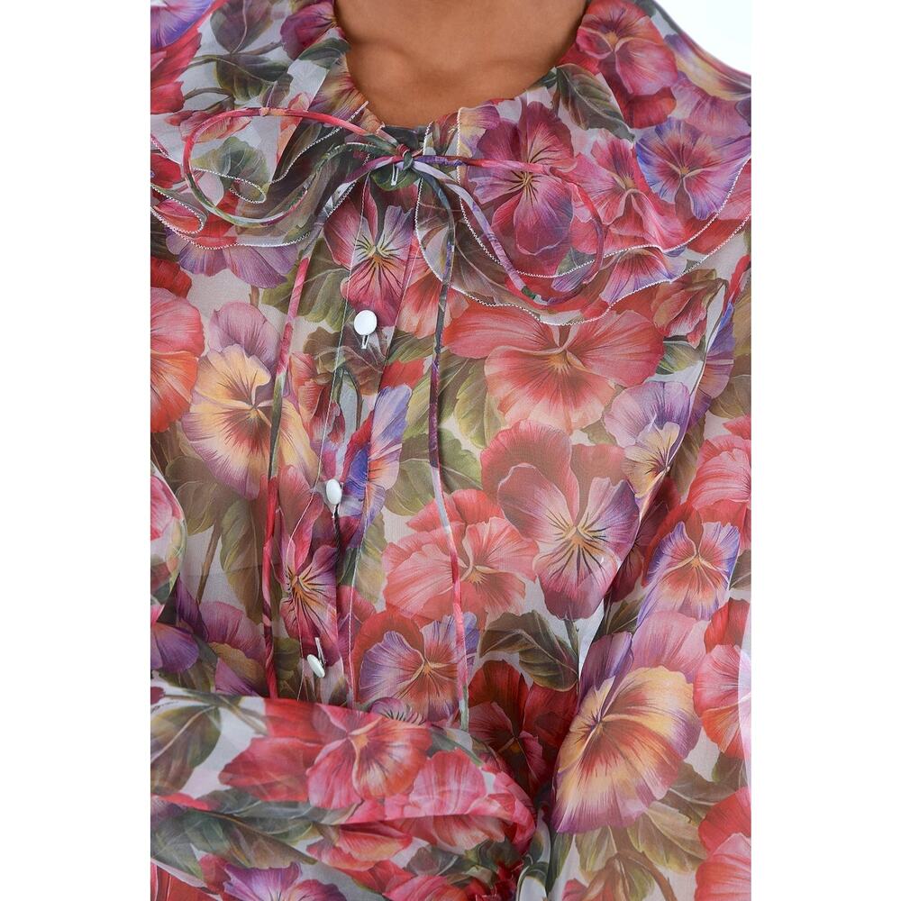 NWT  Dolce & Gabbana Floral Print Blouse Silk Shirt Multicolor IT 38 XS - Picture 6 of 6